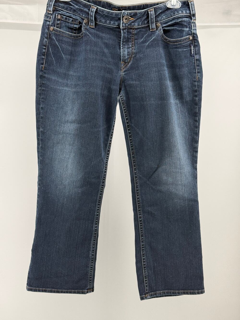 Silver Suki Capri Jeans Dark Wash Mid Rise Stretch Denim Cropped Casual Size 34